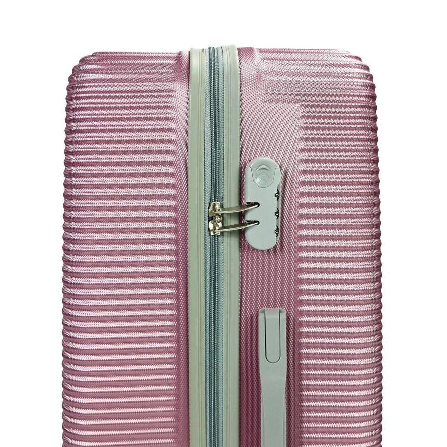 3-Piece Metallic Pink Luggage Set  Spinner Wheels, Gold Handles, Hard Shell Travel Suitcases