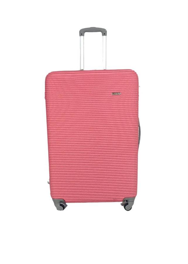 Pink 3-Piece Hard Shell Luggage Set with Spinner Wheels, TSA Lock & Stylish Ribbed Textured Design