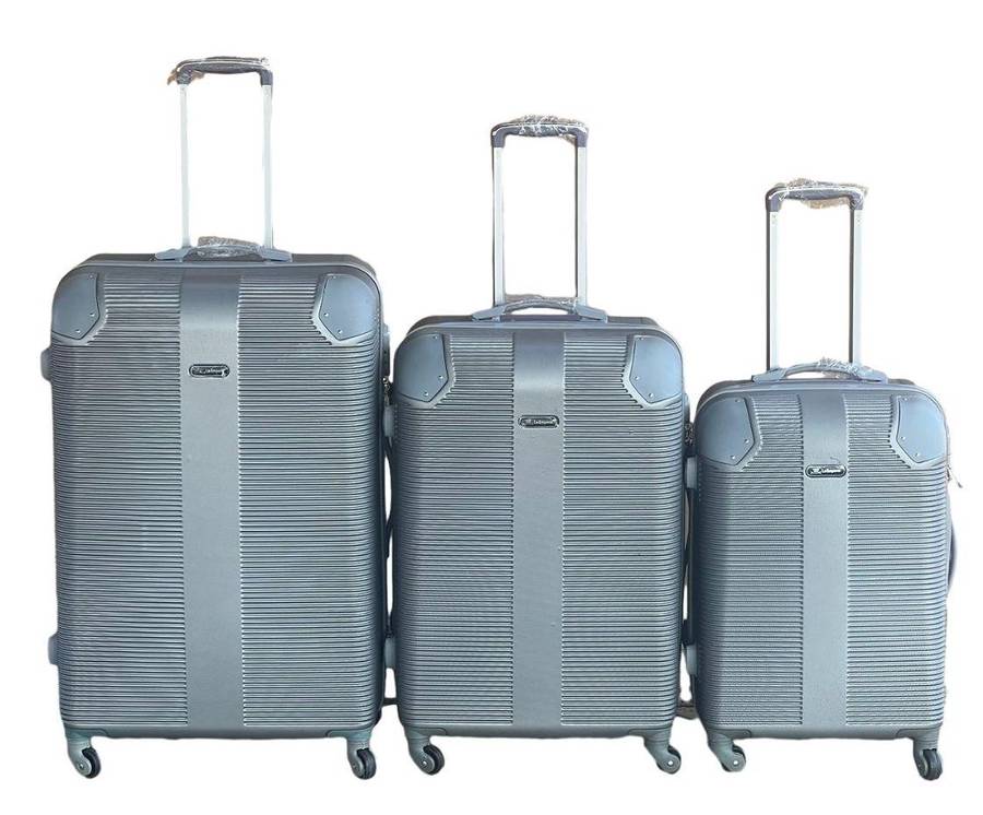3-Piece Silver Hard Shell Luggage Set with Spinner Wheels, Built-In Lock & Fast Delivery in SA
