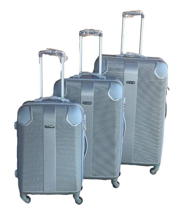 3-Piece Silver Hard Shell Luggage Set with Spinner Wheels, Built-In Lock & Fast Delivery in SA