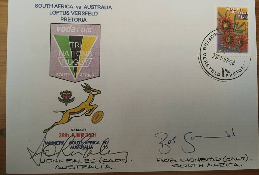 2001 SIGNED RUGBY FDC - BOB SKINSTAD AND JOHN EALES