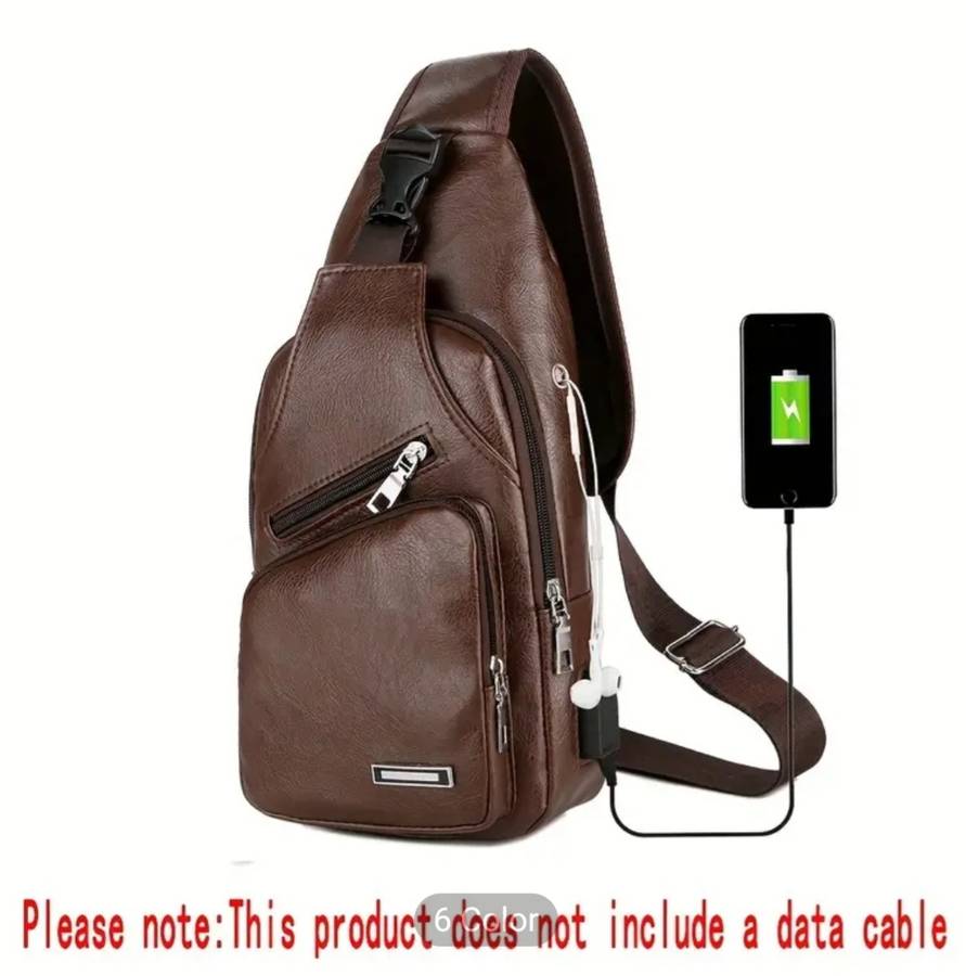 Brown Synthetic Leather waterproof sling bag