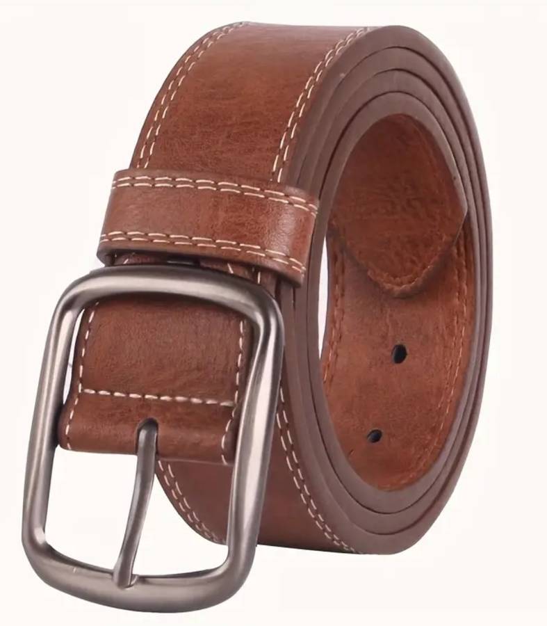 Genuine cow hide leather belt - brown