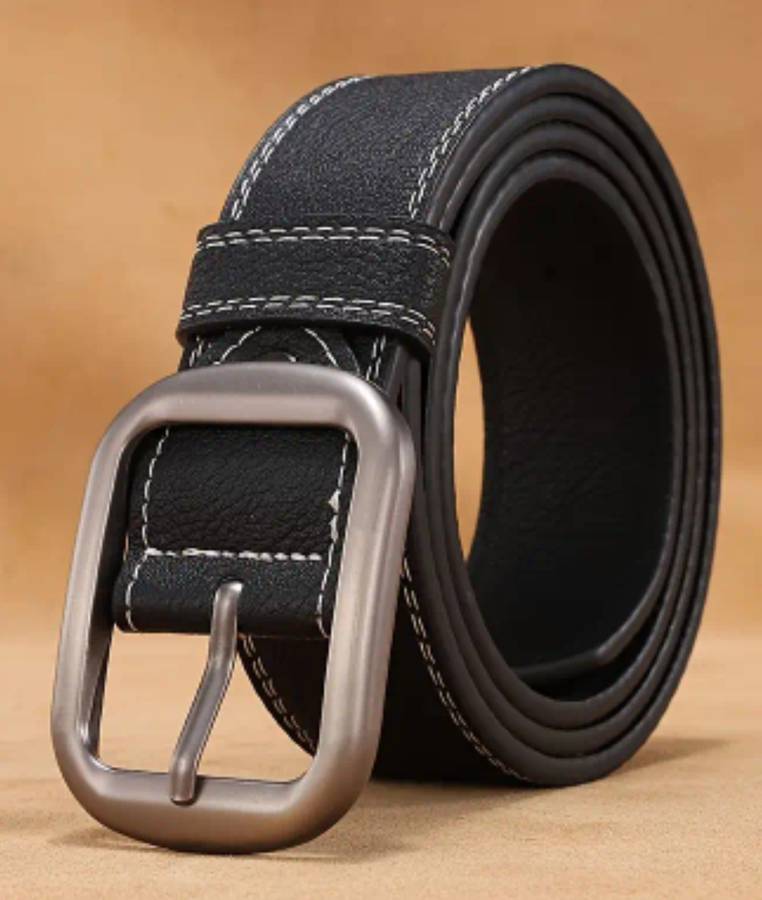 Genuine cow hide leather belt - black