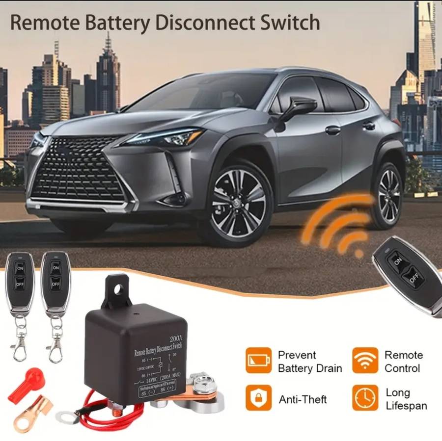 Vehicle security enhancement - Remote control battery disconnect relay