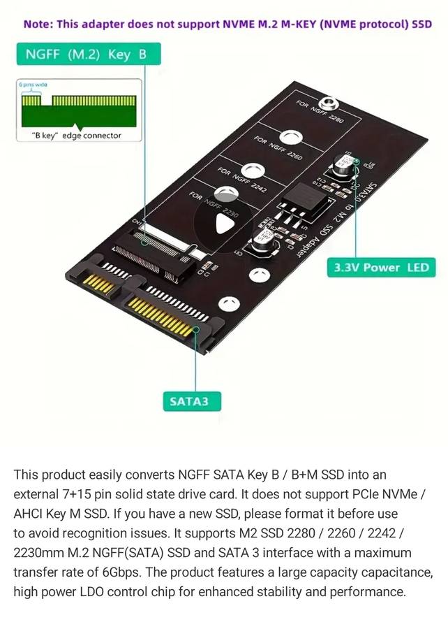 SATA3 NGFF M.2 Solid State Drive interface card