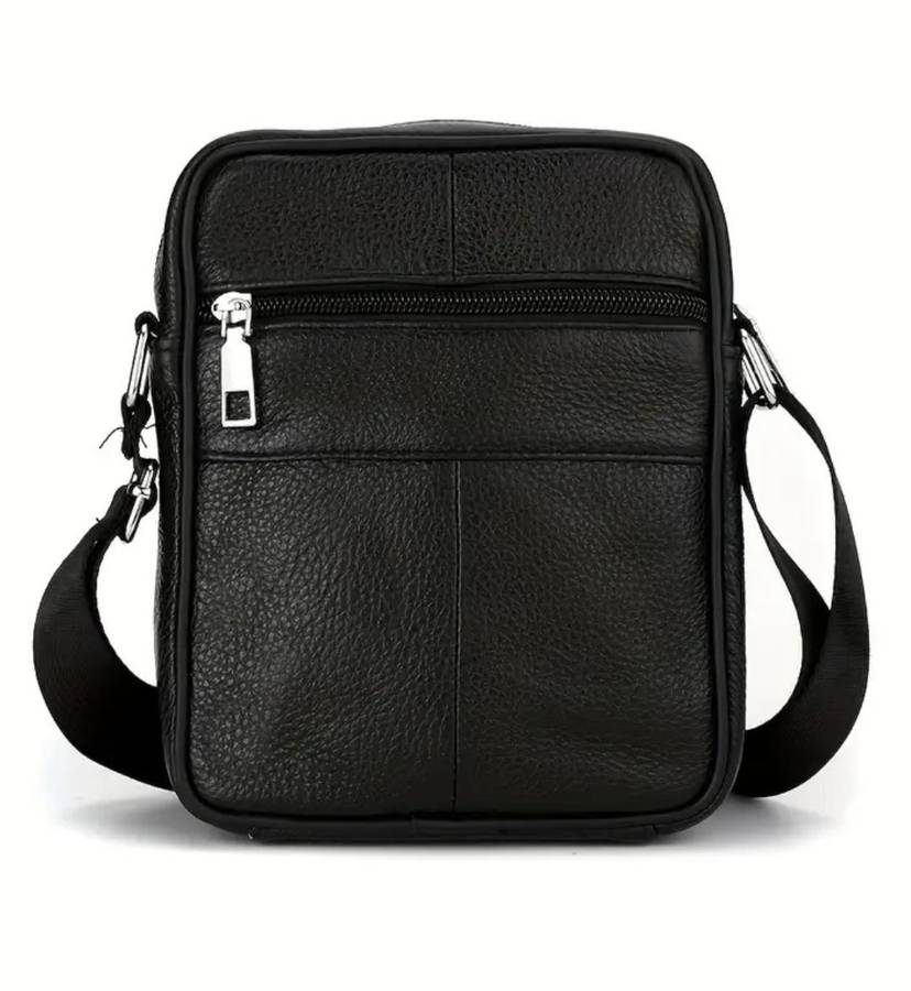 Genuine Leather cross body or shoulder bag - black