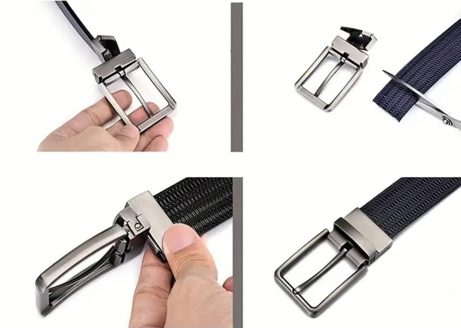 Men's double sided genuine leather belt