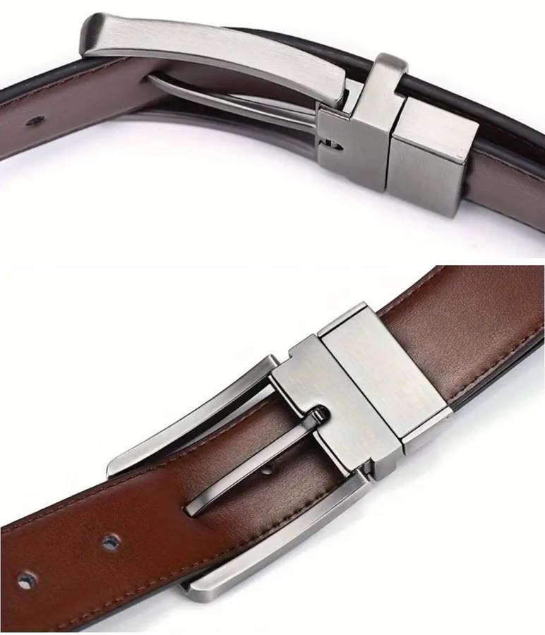 Men's double sided genuine leather belt