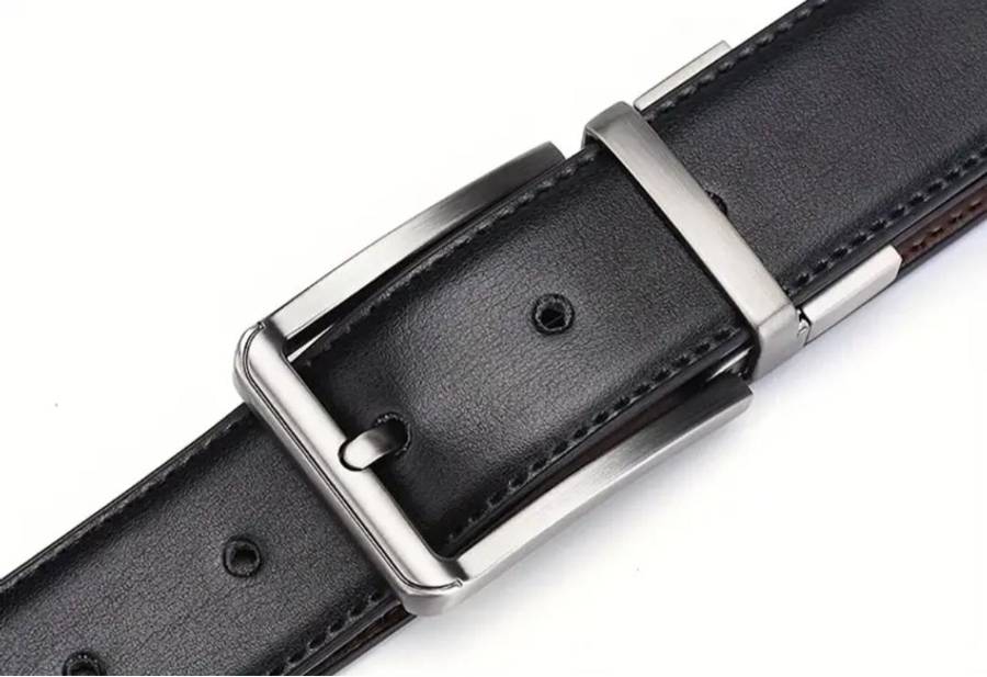 Men's double sided genuine leather belt