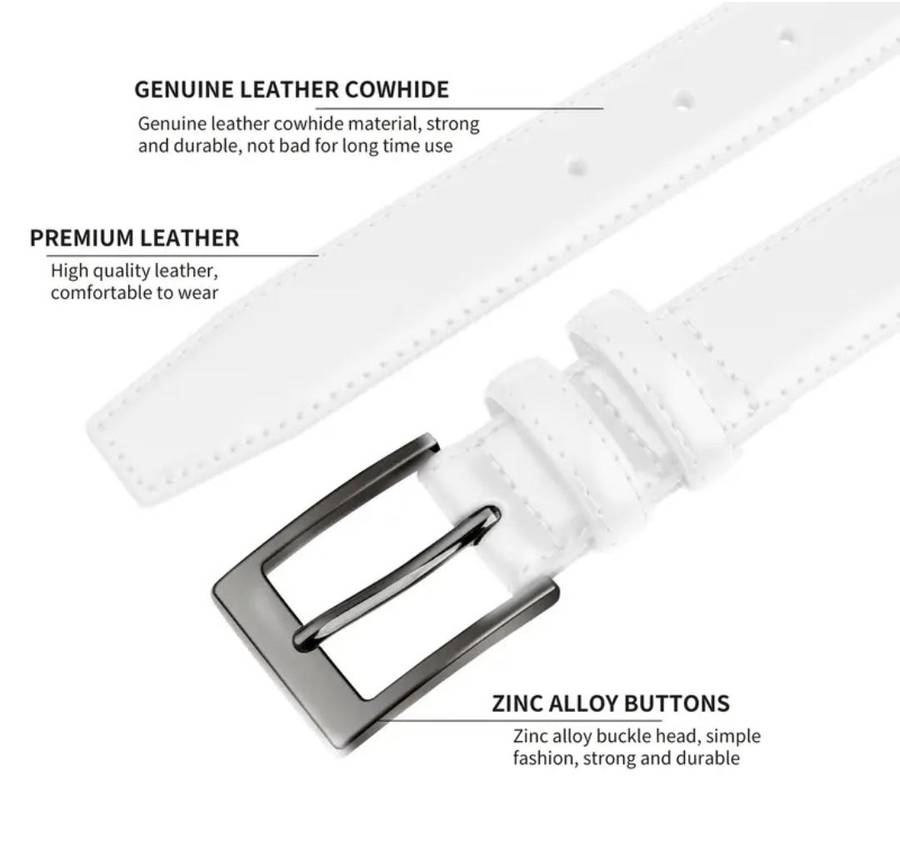 Unisex genuine leather belt - white