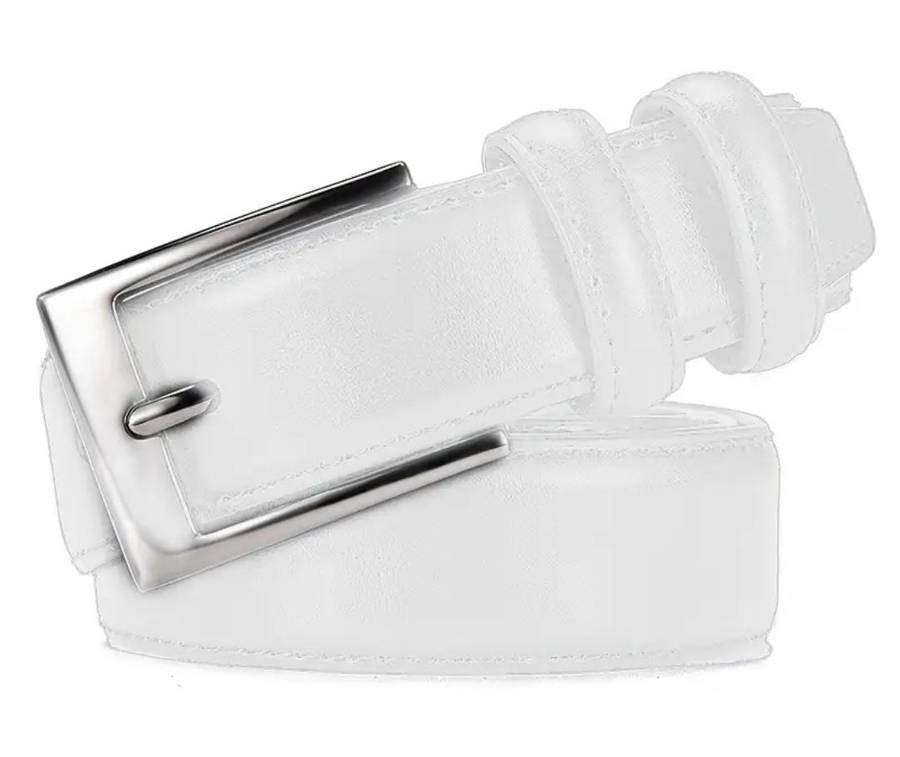Unisex genuine leather belt - white