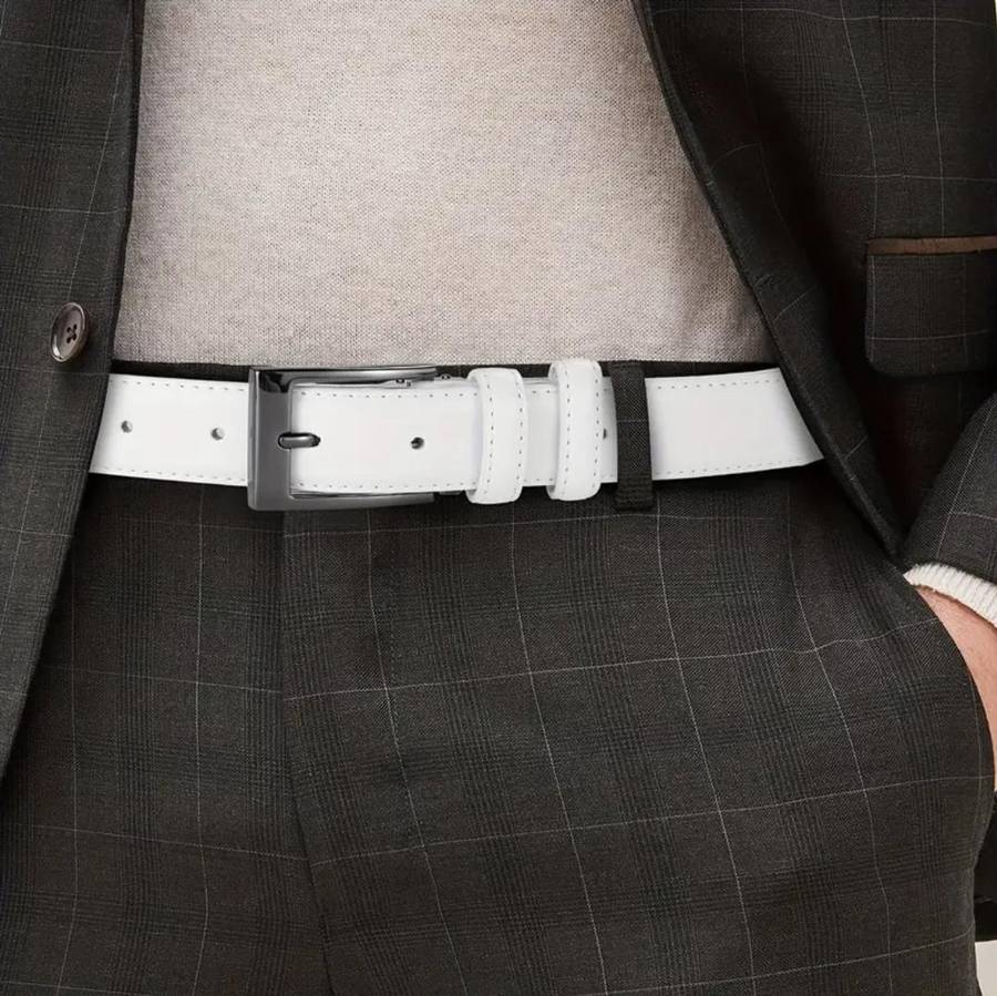 Unisex genuine leather belt - white