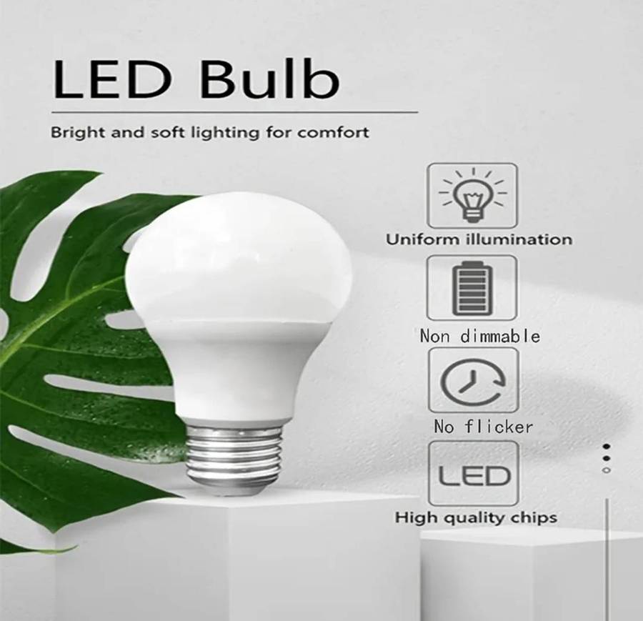 5x Low energy usage LED light bulbs - standard E27 fitting screw in type