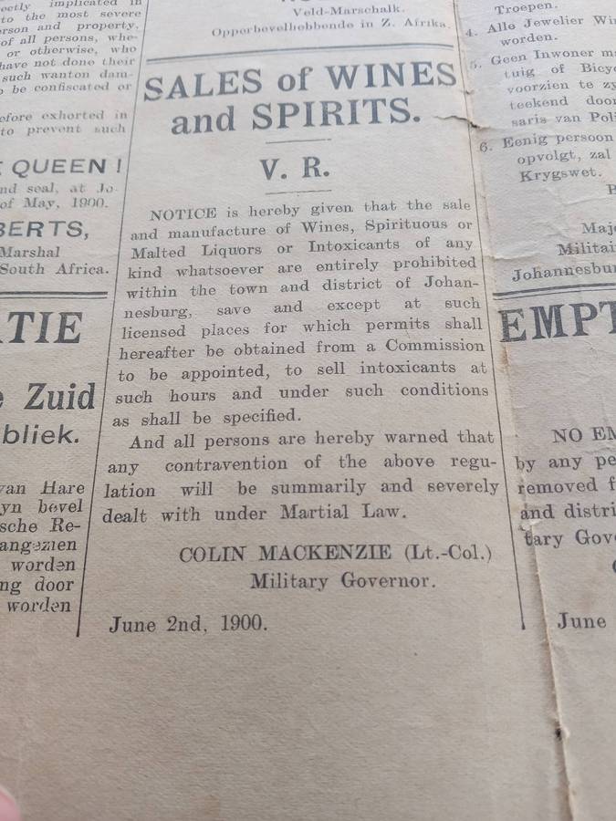 VERY RARE BOER WAR, JOHANNESBURG GAZETTE, DATED JUNE 2nd 1900