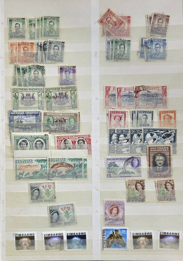 KeK Stock Book: 8 Page/ !6 Sides White with Rhodesia/ Zimbabwe Used Sets - High CV!