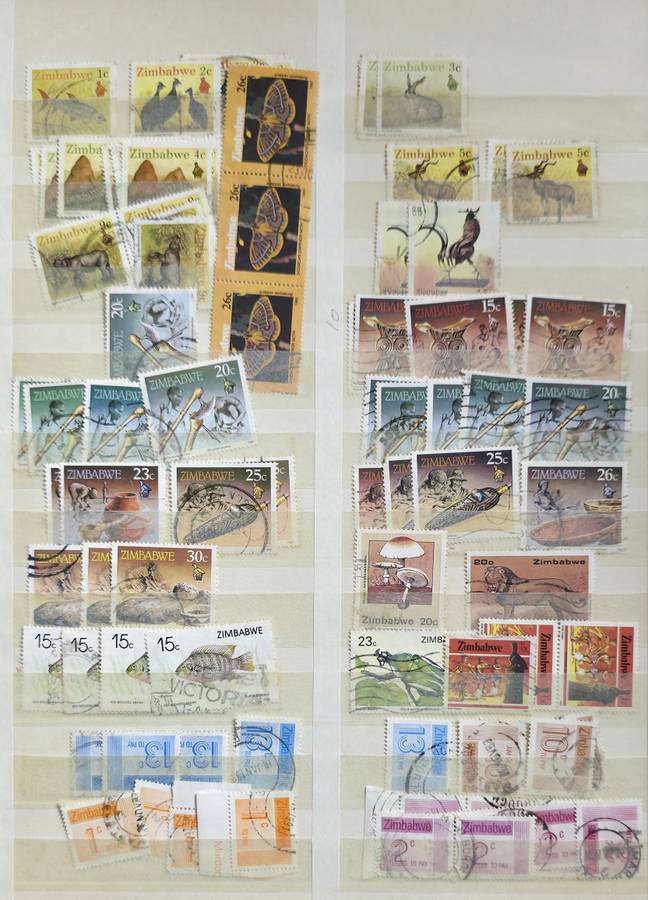 KeK Stock Book: 8 Page/ !6 Sides White with Rhodesia/ Zimbabwe Used Sets - High CV!