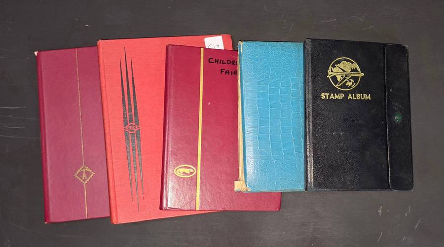 Stock Books: 5 Small Stock Books (Well Used) with Assorted World: Nice Starter!