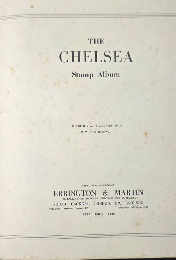 Chelsea Stamp Album: Old Hinged album with World Mix Used: Nice Starter with Finds Possible