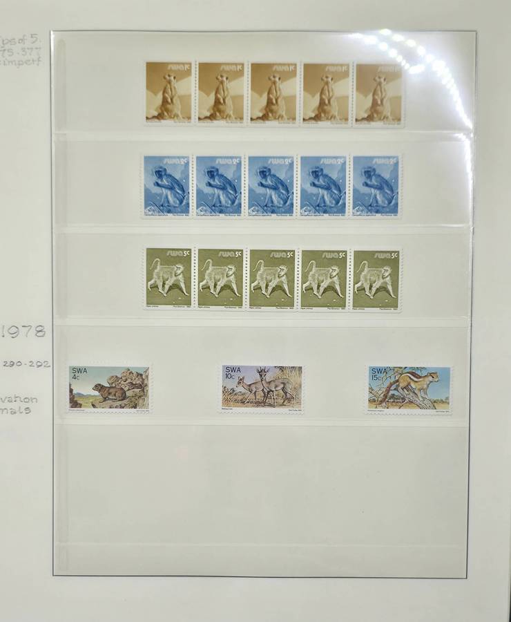 Lindner Stamp File: 40 Page Album with SWA UMM Singles/CBs: 70s and 80s: Finds Possible