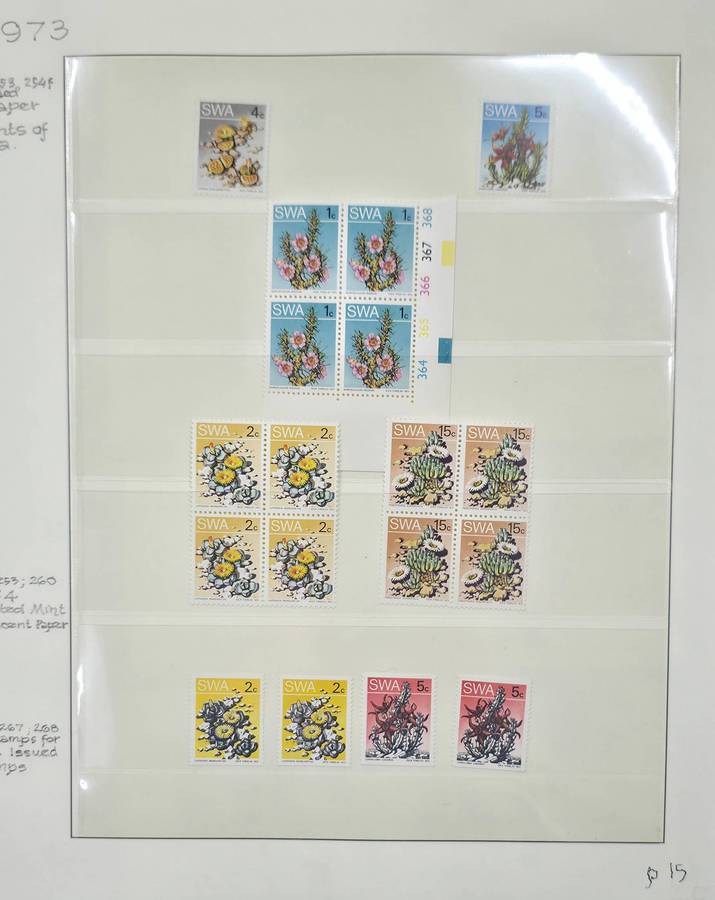 Lindner Stamp File: 40 Page Album with SWA UMM Singles/CBs: 70s and 80s: Finds Possible