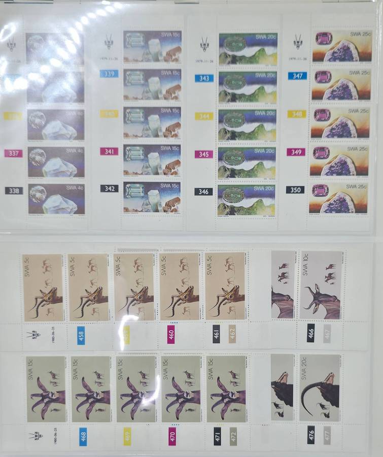 Lindner Stamp File: 40 Page Album with SWA UMM Singles/CBs: 70s and 80s: Finds Possible