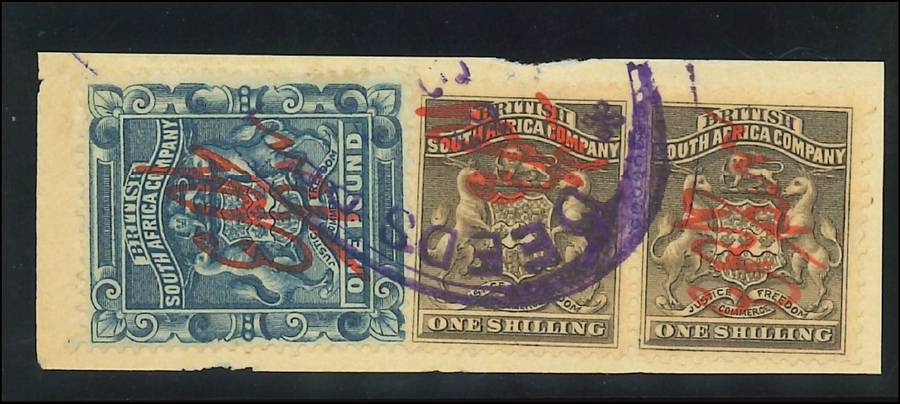 BSAC 1892 Fiscally Used £ 1 (SACC 10) and 1 Shilling pair (SACC 4) - CV: R 4 300 for normal used
