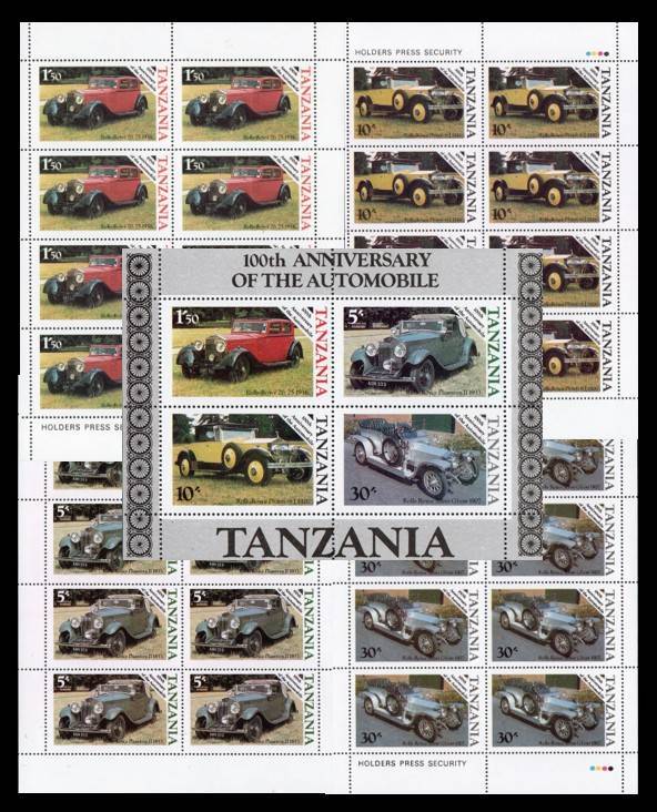 Tanzania 1986: 100th Anniv. of the Automobile - UMM M/S and Full Sheets Set