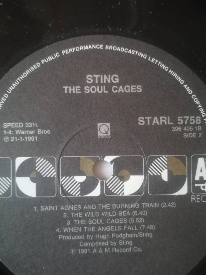 STING (THE SOUL GAGES) - VINYL IN EXCELLENT COND. - SEE BELOW FOR INFO.