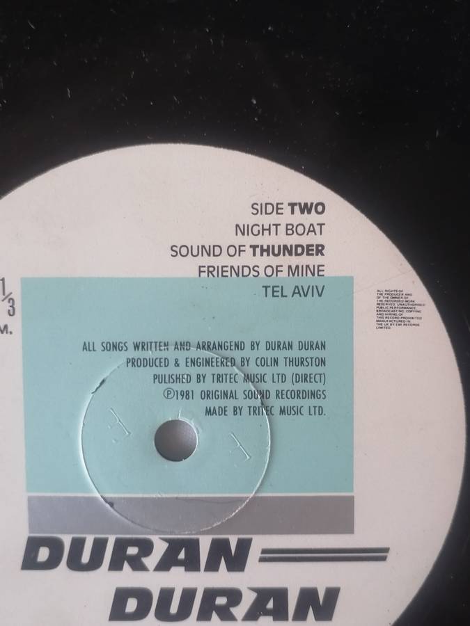 DURAN DURAN - VINYL IN EXCELLENT COND. - SEE BELOW FOR INFO.