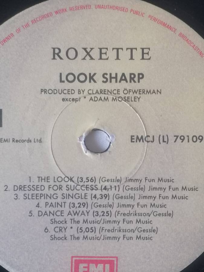 ROXETTE (LOOKING SHARP!) - VINYL IN VERY GOOD COND. - SEE BELOW FOR INFO.