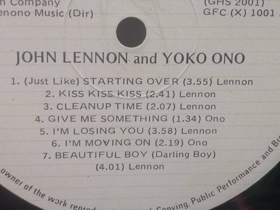 John Lennon & Yoko Ono, Double Fantasy  vinyl in very good condition.