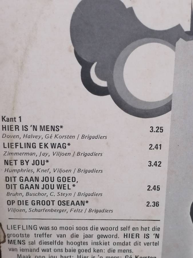 Ge Korsten 'Hier is n Mens', Vinyl in excellent condition .
