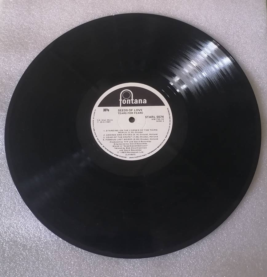 Tears for Fears, Seeds of Love, vinyl in very good condition.