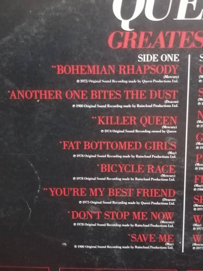Queen, Greatest hits, vinyl.