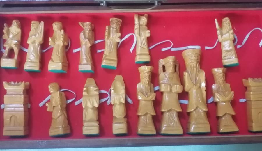 Vintage oriental exquisitely hand carved chess set.