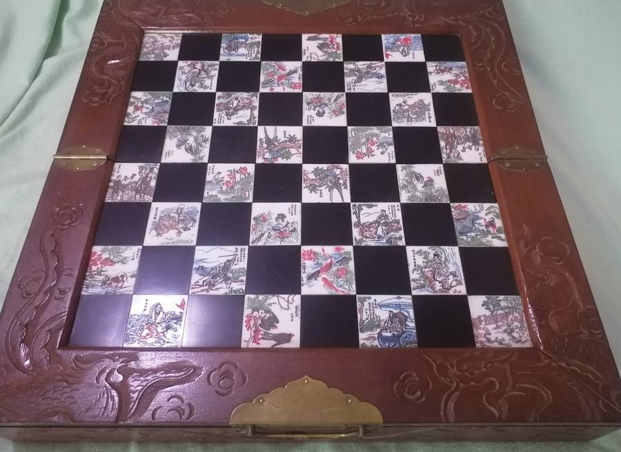 Vintage oriental exquisitely hand carved chess set.