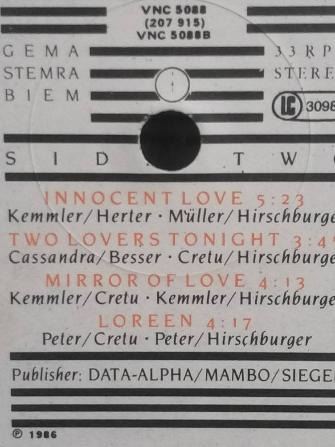 Sandra, Mirrors, vinyl very good.