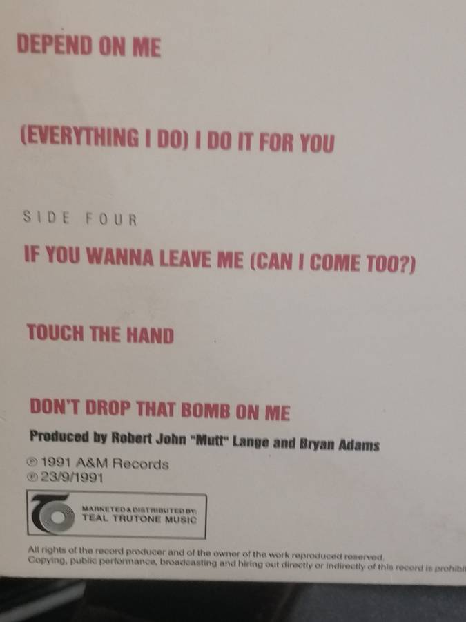 Bryan Adams, waking up the neighbours, double album, vinyl's excellent.