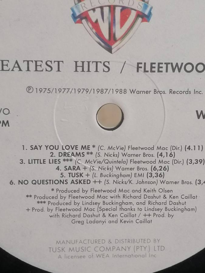 Fleetwood Mac, Greatest Hits, vinyl very good.