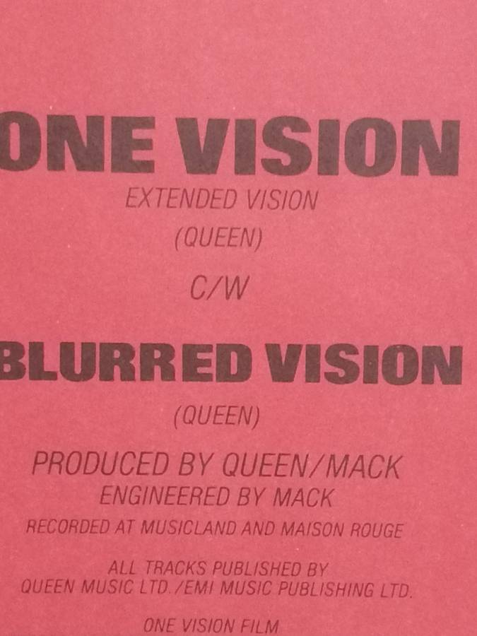 Queen, One Vision, exended vision, vinyl excellent.
