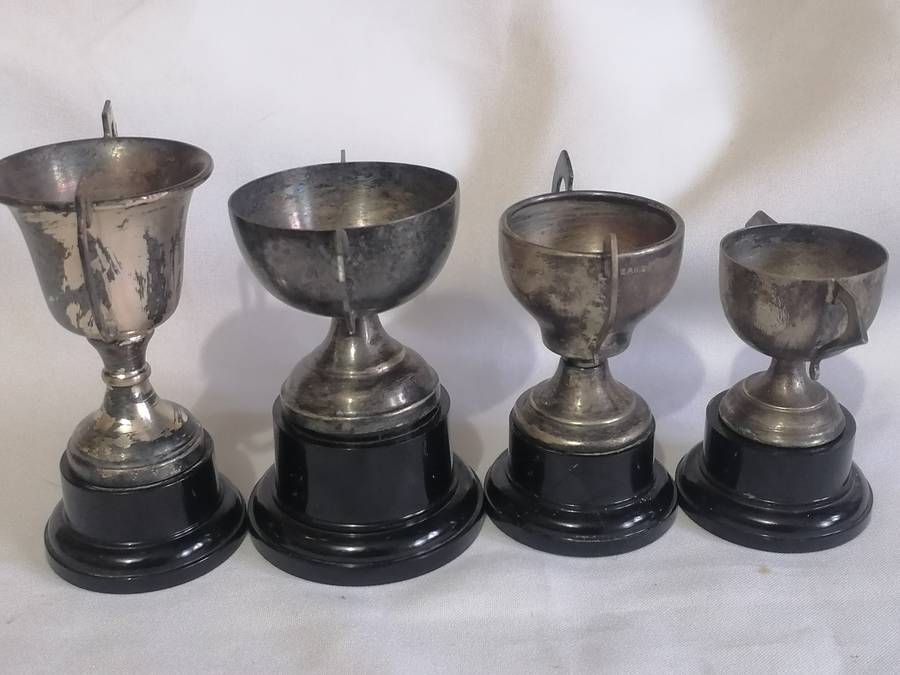 4x Vintage silver trophies, good condition, needs cleaning.
