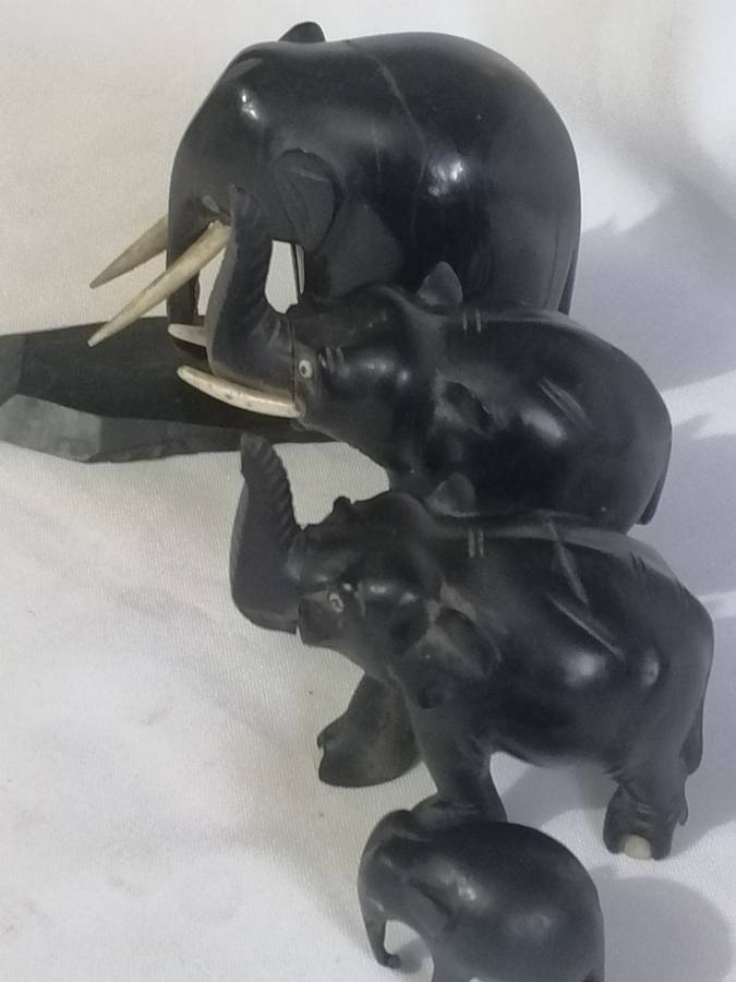 Vintage & Rare Elephant set, carved from Ebony wood & Camel bone..