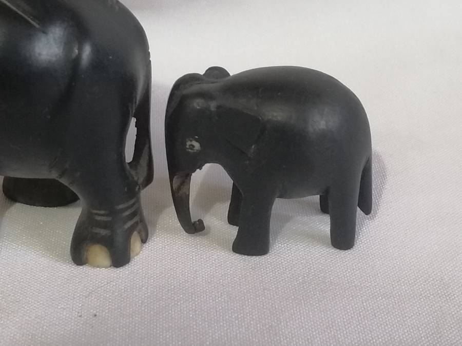 Vintage & Rare Elephant set, carved from Ebony wood & Camel bone..