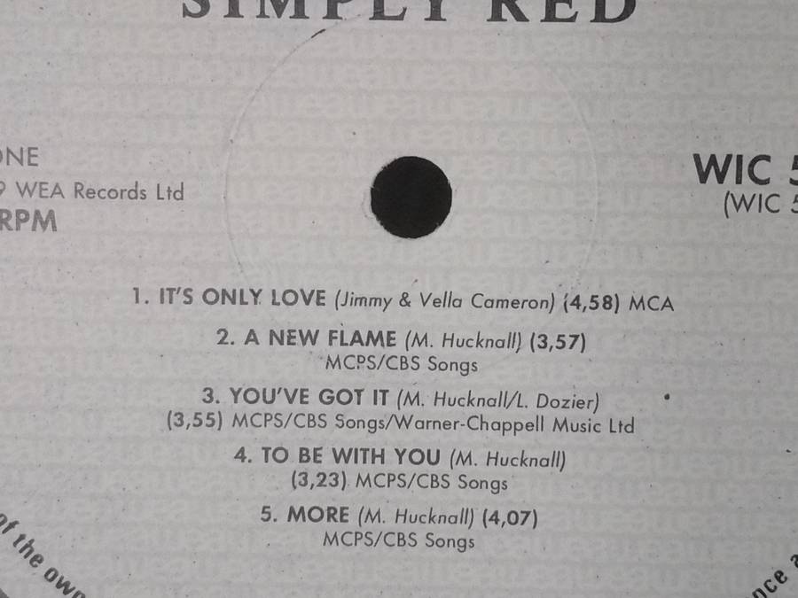 Simply Red, a New Flame, vinyl very good+.