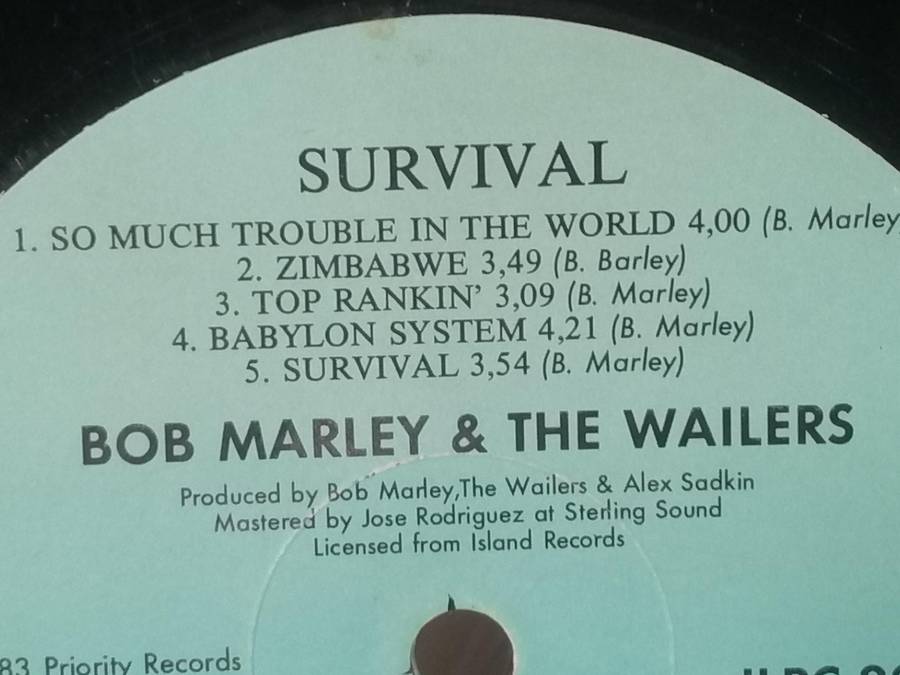 Bob Marley & The Wailers, Survival, vinyl very good.