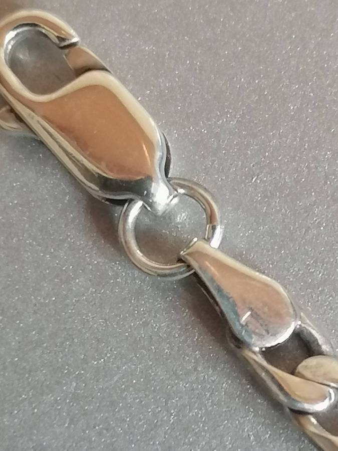 Strong  925. silver flat curb link necklace, 3.7mm wide & 47cm long.