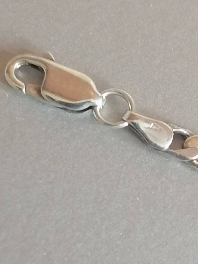 Strong  925. silver flat curb link necklace, 3.7mm wide & 47cm long.