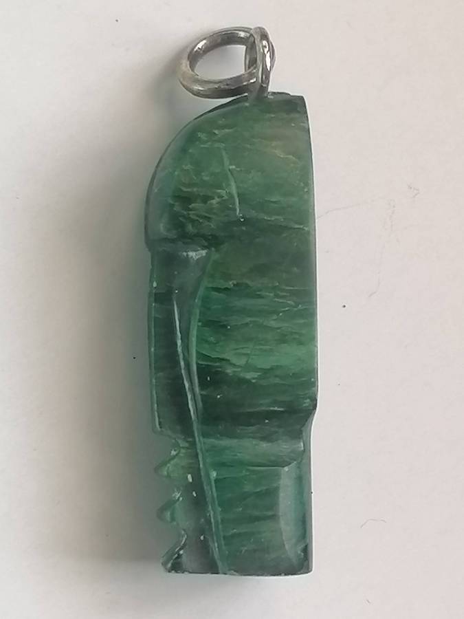 Rare Vinitage Baberton Verdite (Jade) hand carved face with Silver ring.