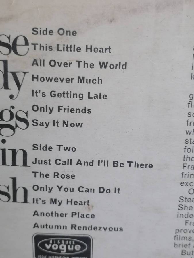 Francoise Hardy Sings in English, vinyl very good.